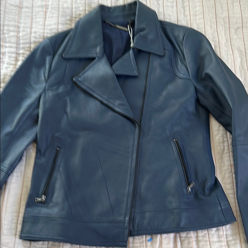 Trina Turk lamb skin leather motorcycle jacket